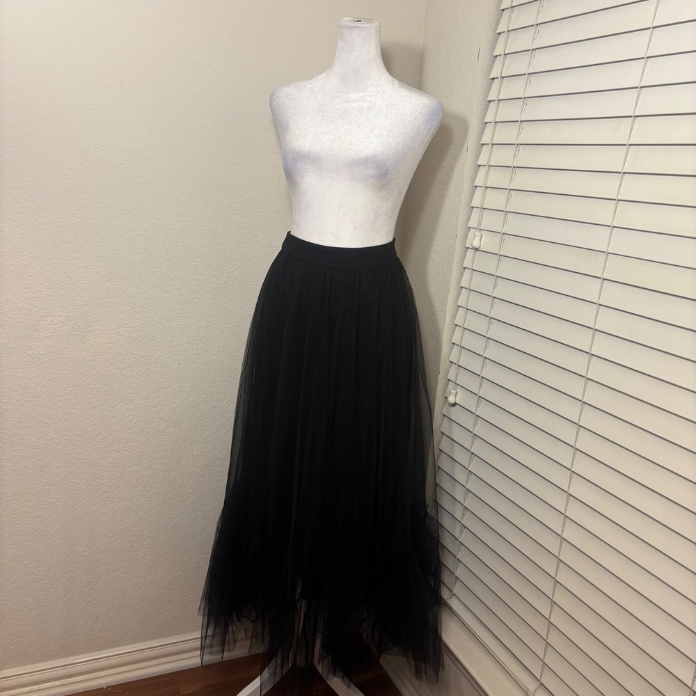 Tutu Du Monde full length black tulle skirt sheer flowy ruffle whimsygoth skirt